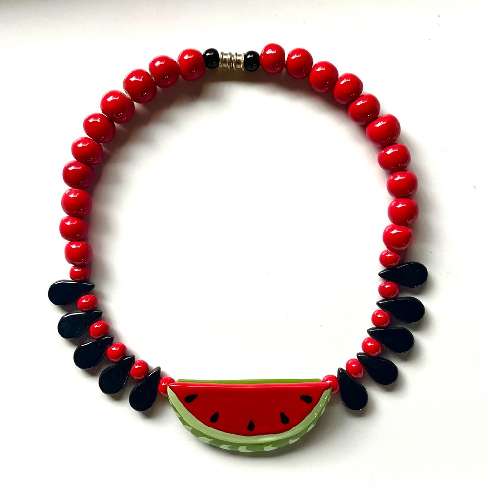 Flying Colors Ceramic Watermelon Necklace EUC